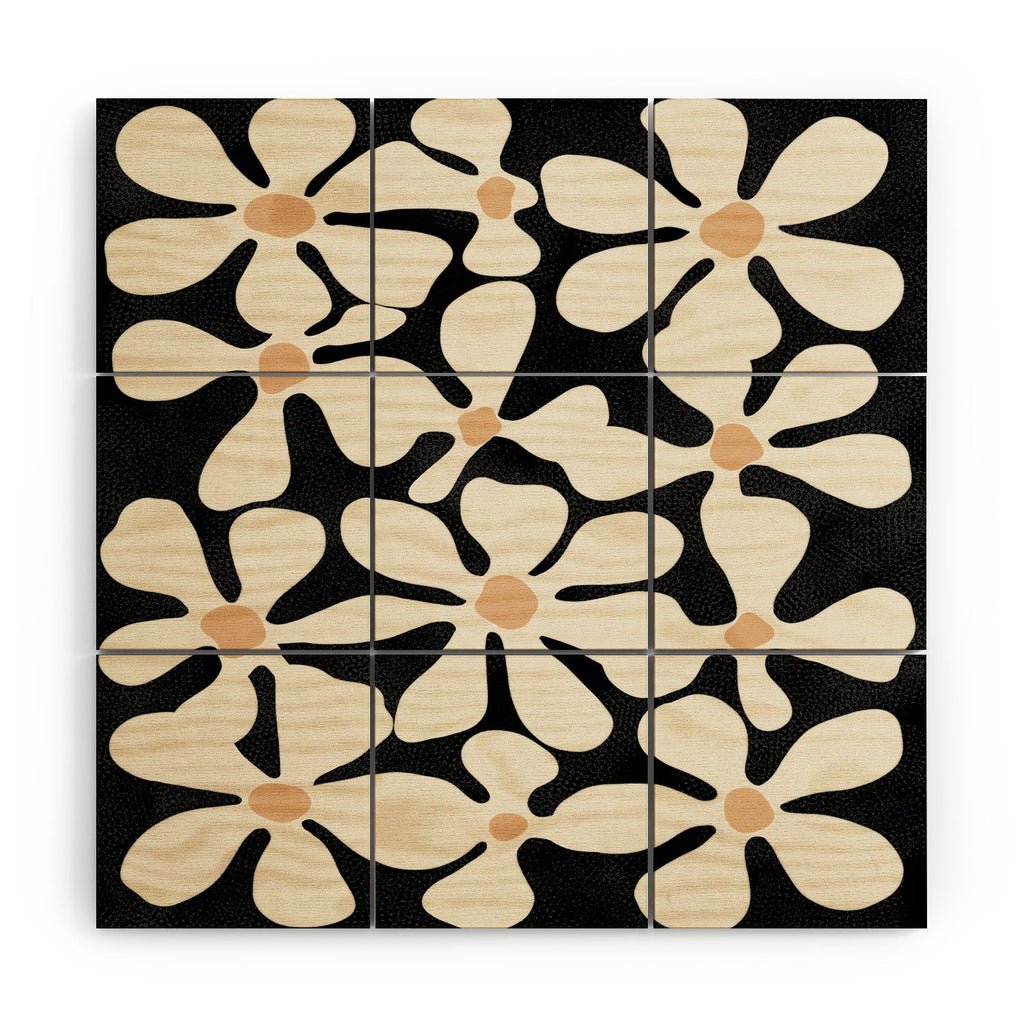 DorisciciArt Midnight Bohemian Floral Wood Wall Mural