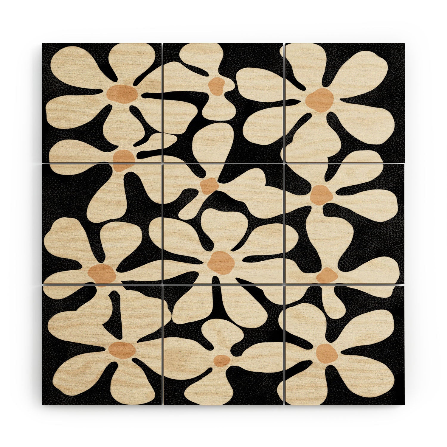 DorisciciArt Midnight Bohemian Floral Wood Wall Mural