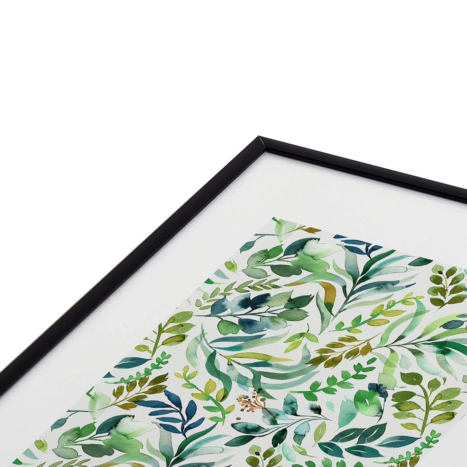 Ninola Design Botanic Retreat Loose Botanical Leaves Watercolor Green Metal Framed Art Print