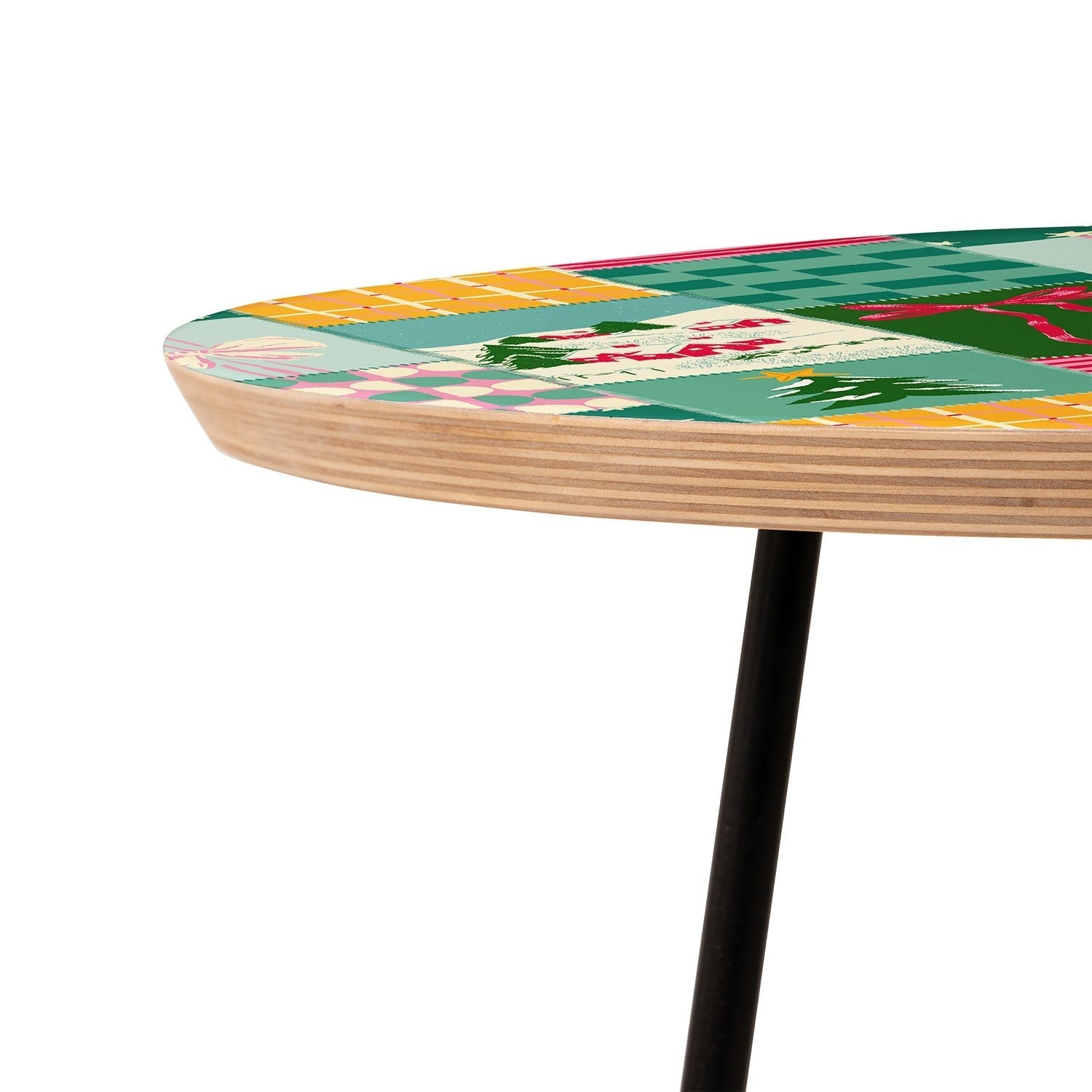 LouBruzzoni Cozy Christmas Patchwork Round Side Table