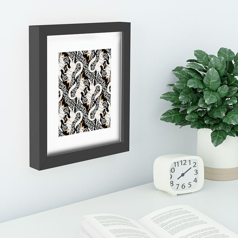 Avenie Celestial Cats Gold Recessed Framing Rectangle