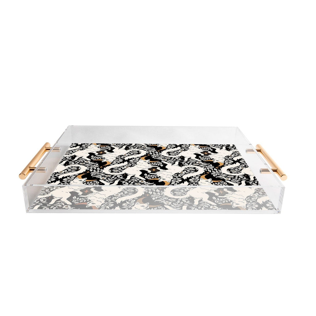 Avenie Celestial Cats Gold Acrylic Tray