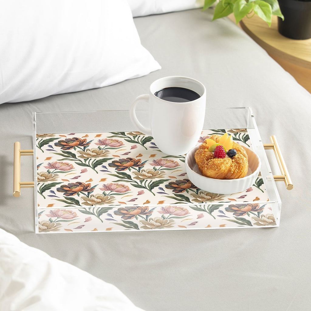Marta Barragan Camarasa Hand Painted Peony Florals Acrylic Tray