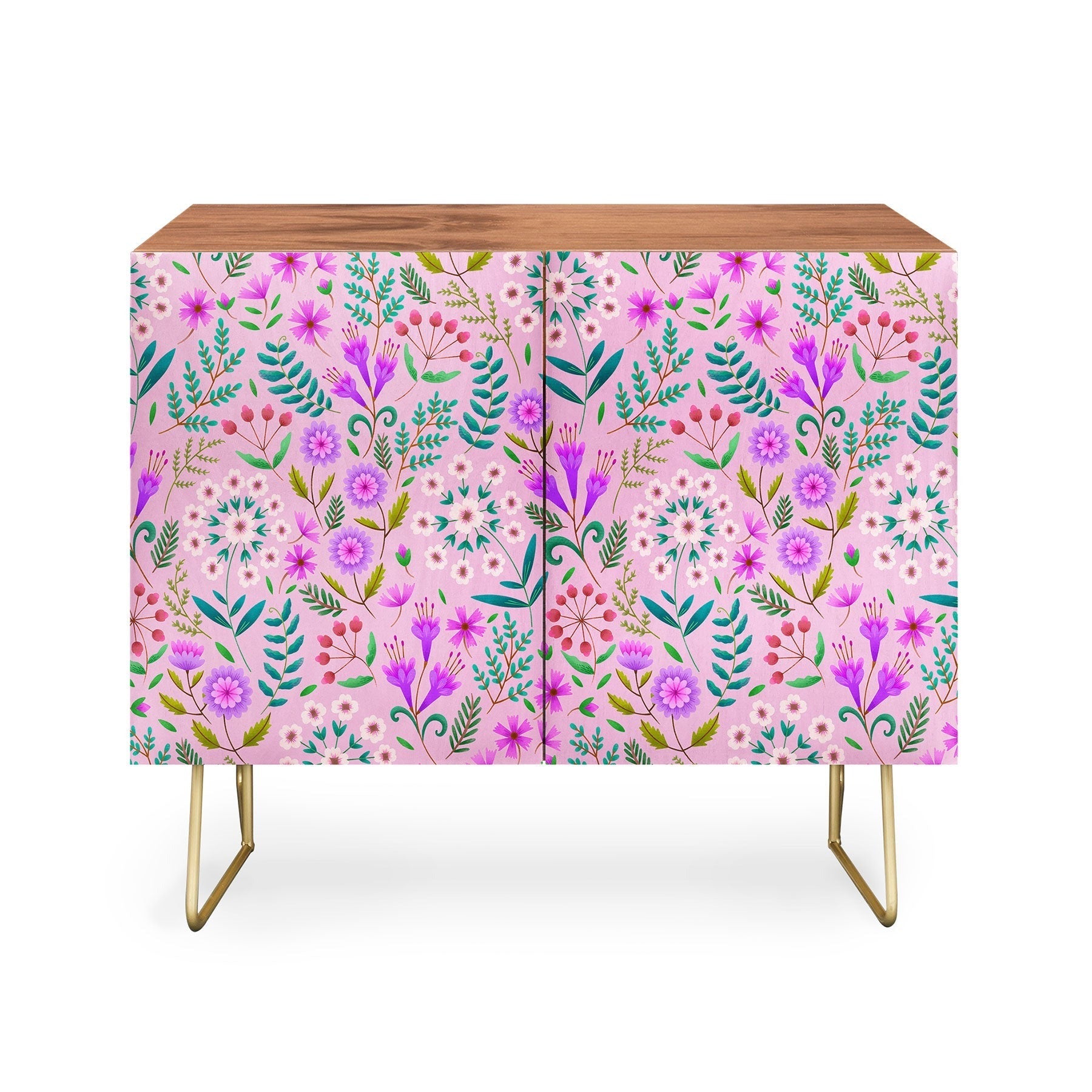 Pimlada Phuapradit Ditsy Purple Floral Half Drop Credenza