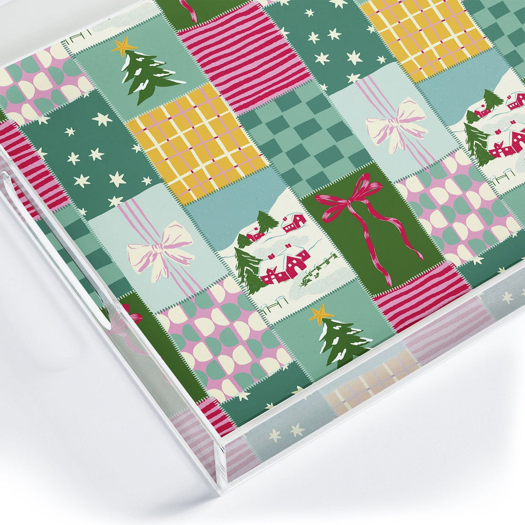 LouBruzzoni Cozy Christmas Patchwork Acrylic Tray