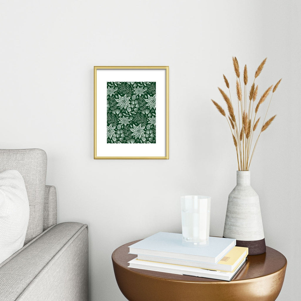 Pimlada Phuapradit Christmas Poinsettia Metal Framed Art Print