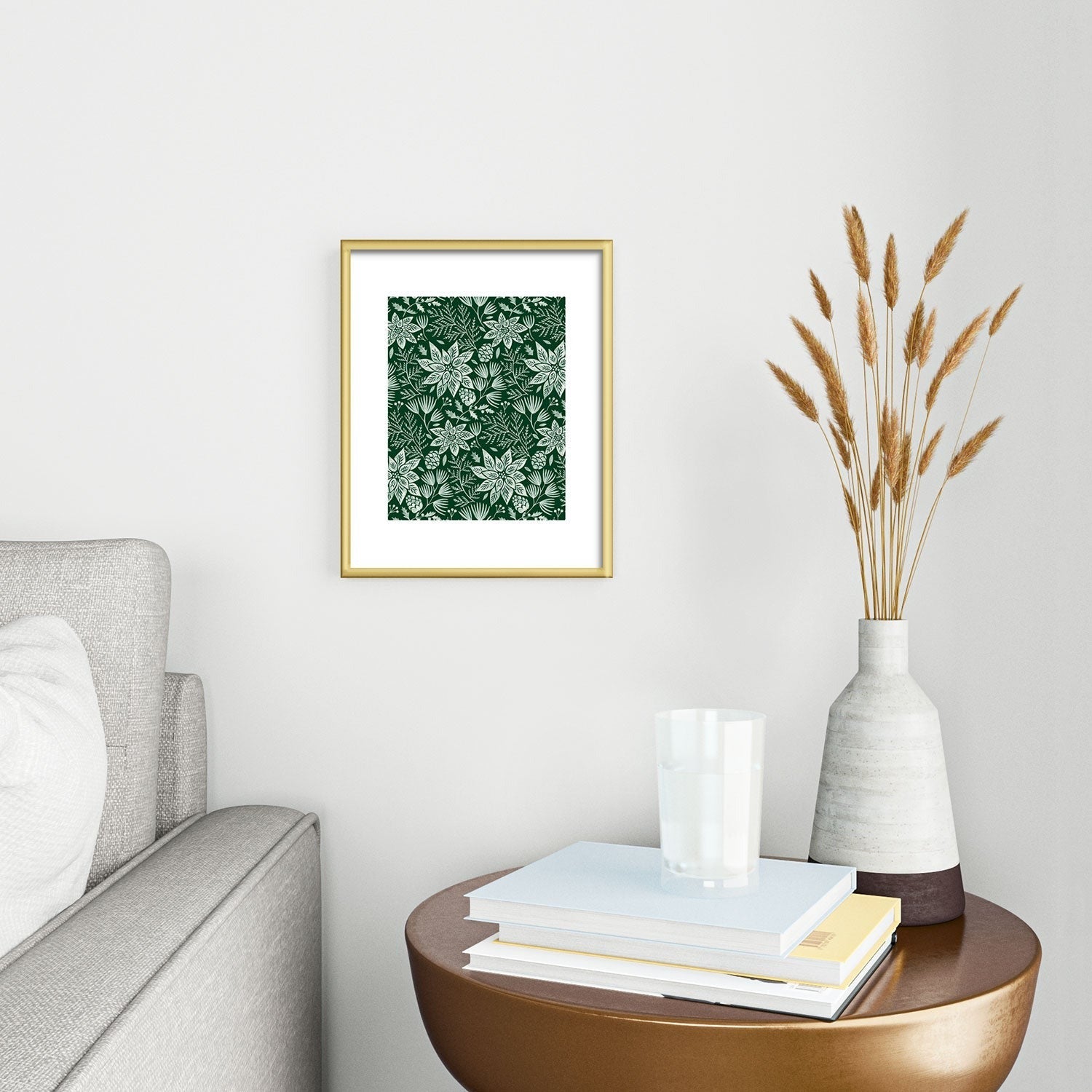 Pimlada Phuapradit Christmas Poinsettia Metal Framed Art Print