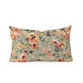 Ninola Design Botanic Retreat Painterly Tropical Flowers Sage Green Oblong Throw Pillow