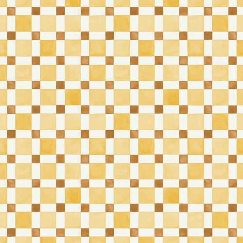 Ninola Design Everyday Artifact Checker Mosaic Tiles Geometry Yellow Wall Mural