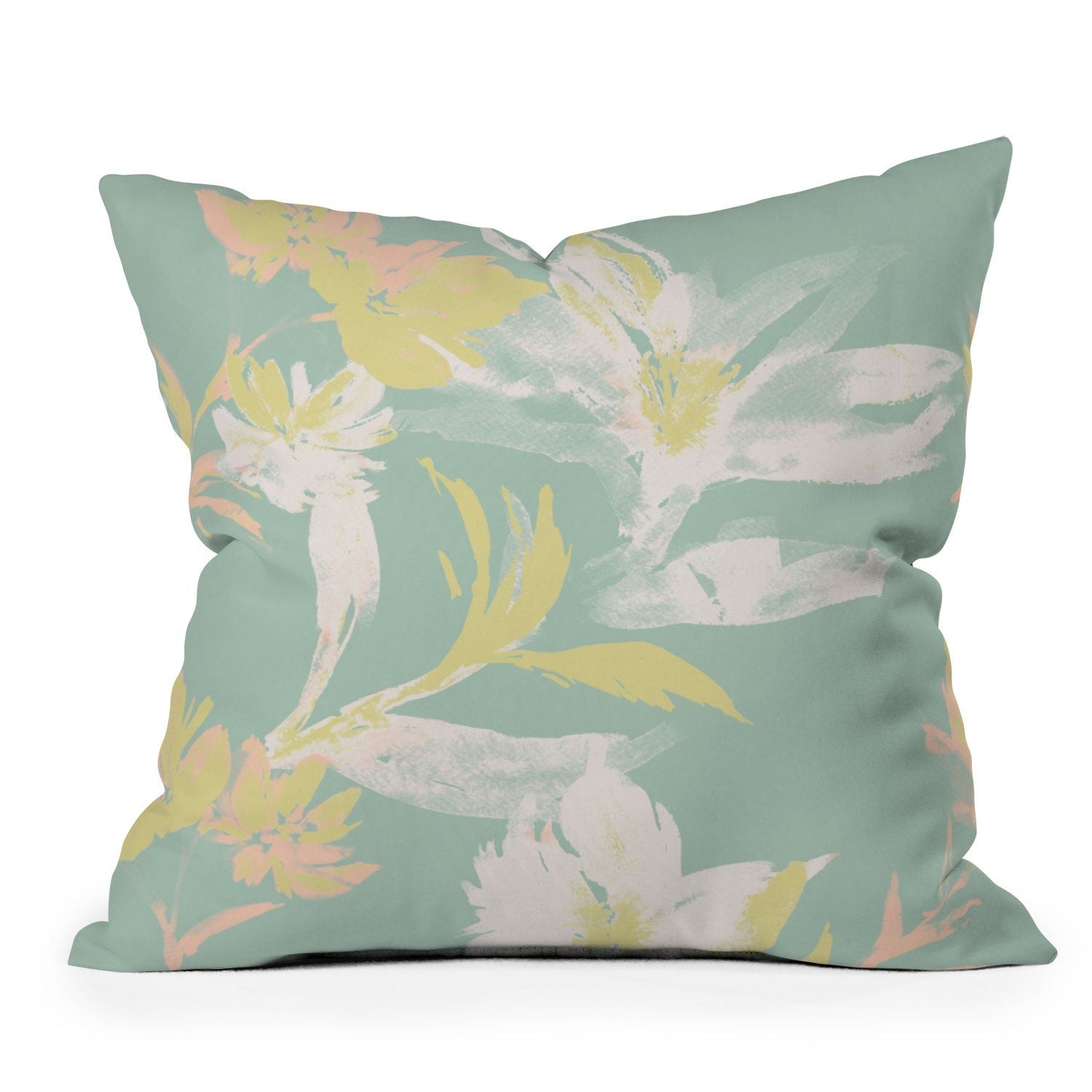 Gabriela Fuente Emma Floral Mint Outdoor Throw Pillow