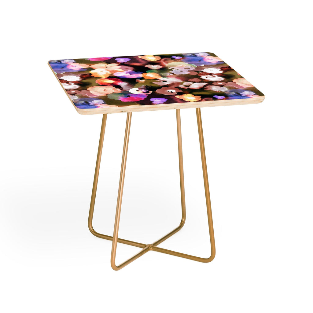 Ninola Design Botanic Retreat Ombre Abstract Watercolor Flowers Pink gold Side Table