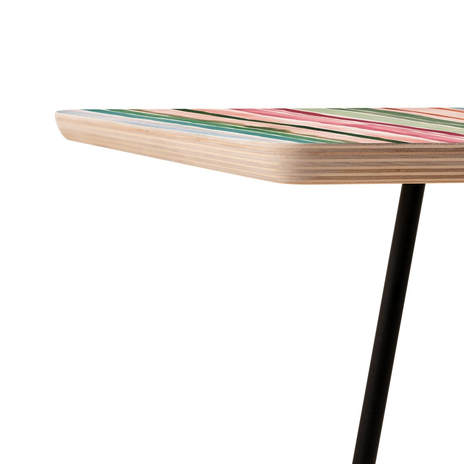 Ninola Design Botanic Retreat Watercolor Stripes Green Orange Red Side Table