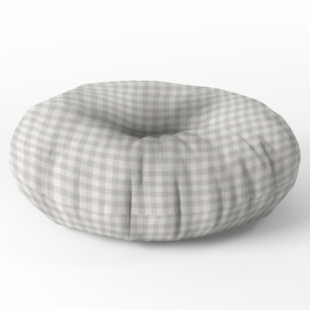 Colour Poems Gingham Plaid Pattern Cloud White Floor Pillow Round