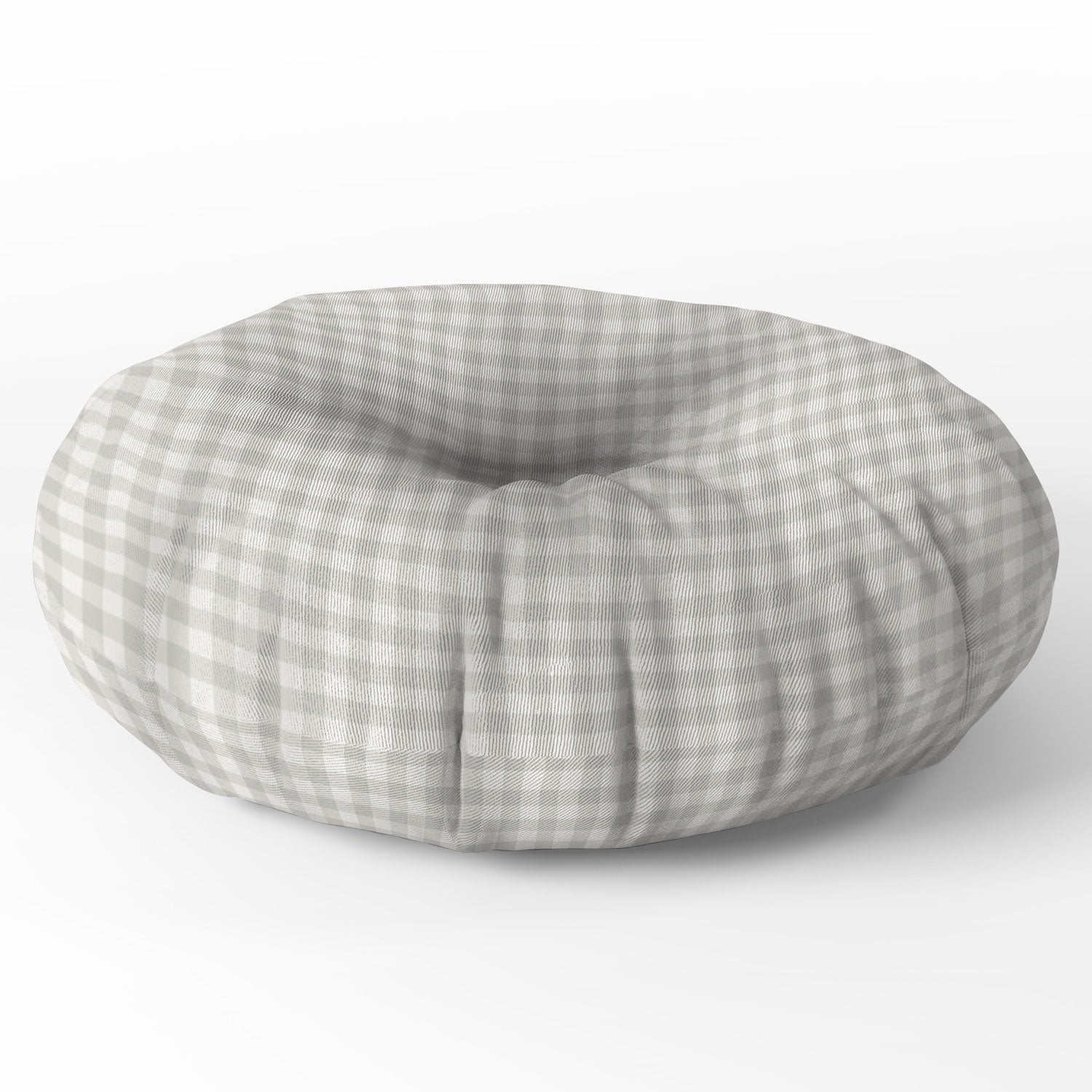 Colour Poems Gingham Plaid Pattern Cloud White Floor Pillow Round