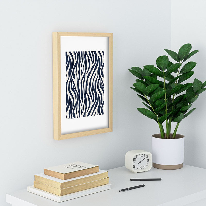 Avenie BR Navy Tiger Stripes Recessed Framing Rectangle