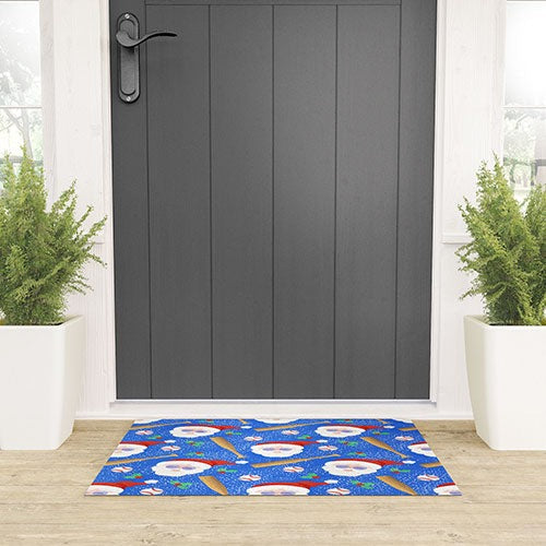 Design by Spark Sporty Baseball Santa Welcome Mat
