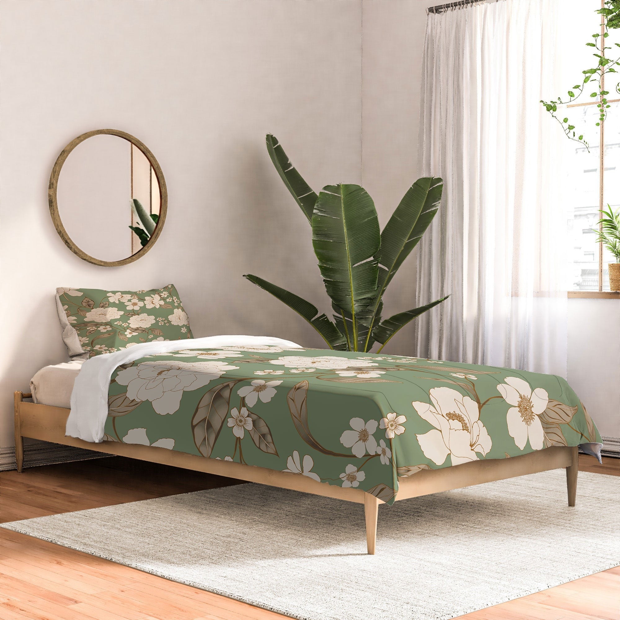Gabriela Fuente Olive Floral Roberta Comforter