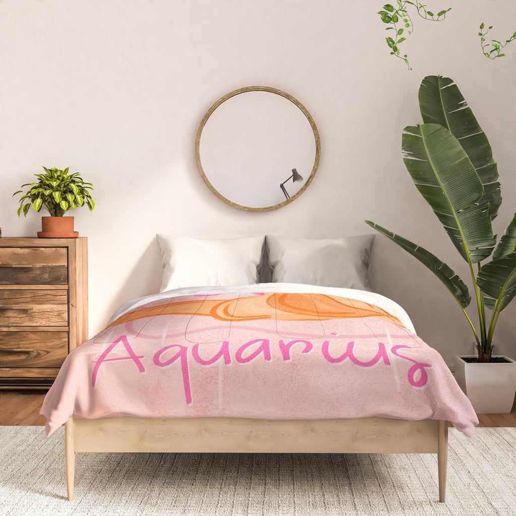 Little Om Zodiac Sign Aquarius Comforter