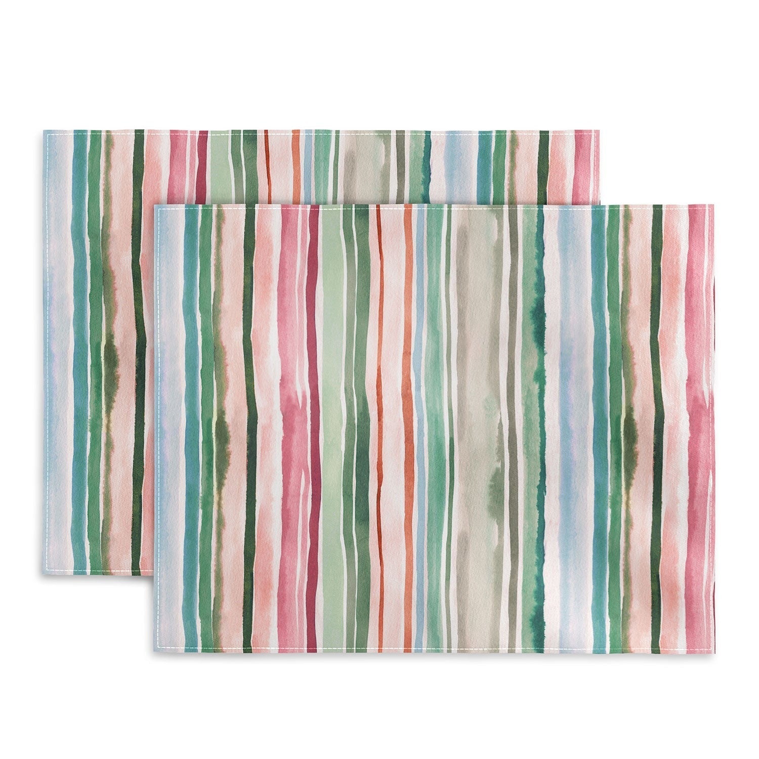 Ninola Design Botanic Retreat Watercolor Stripes Green Orange Red Placemat