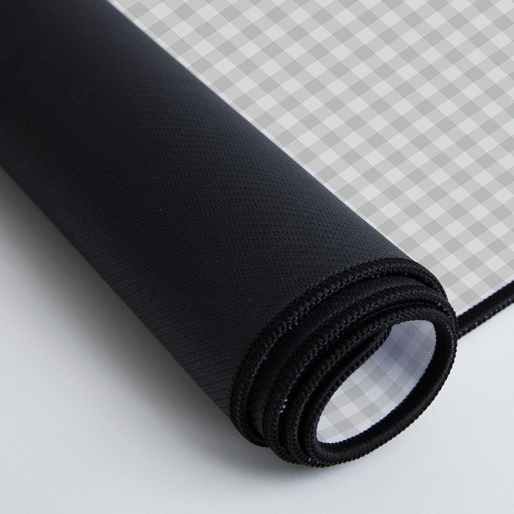 Colour Poems Gingham Plaid Pattern Cloud White Desk Mat