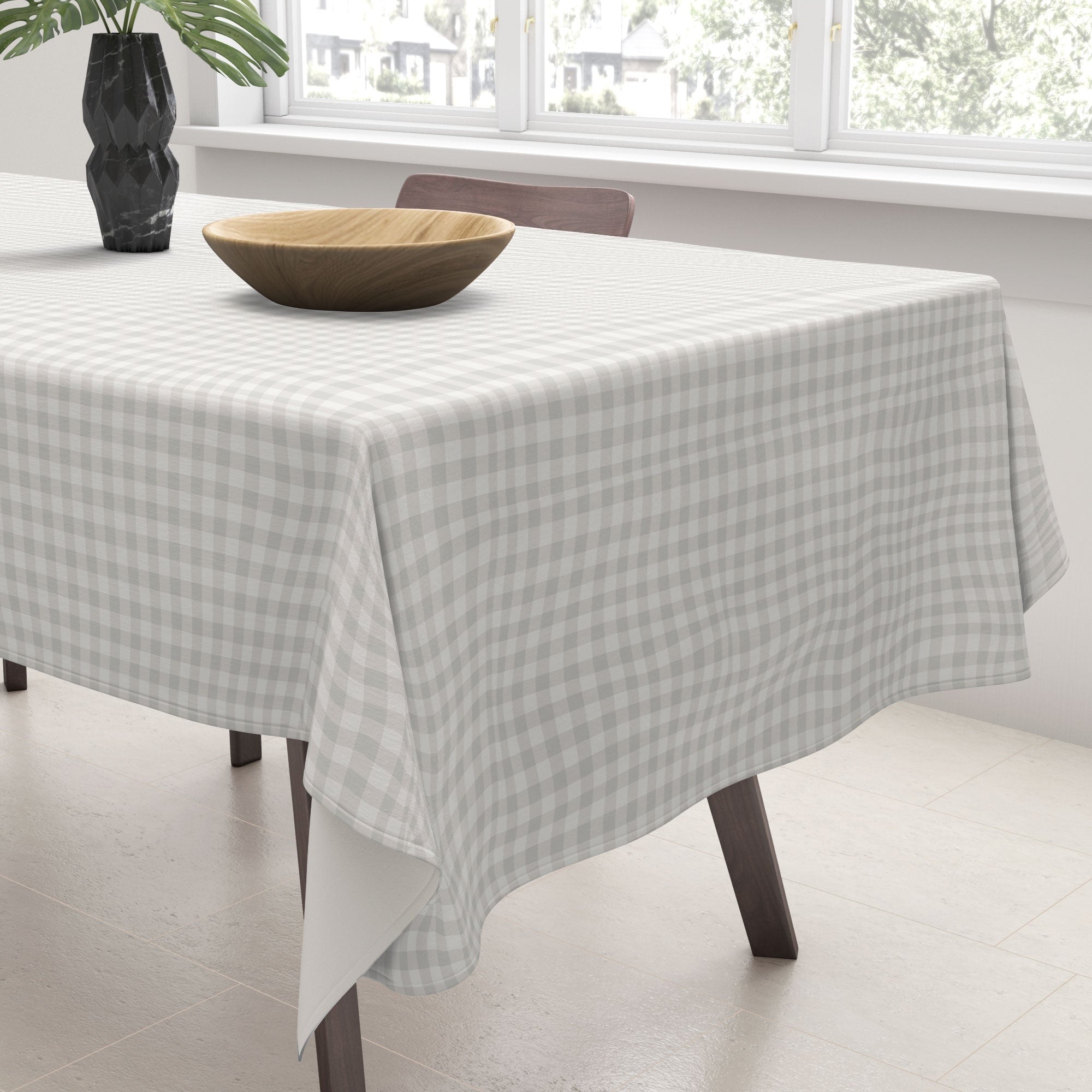 Colour Poems Gingham Plaid Pattern Cloud White Tablecloth