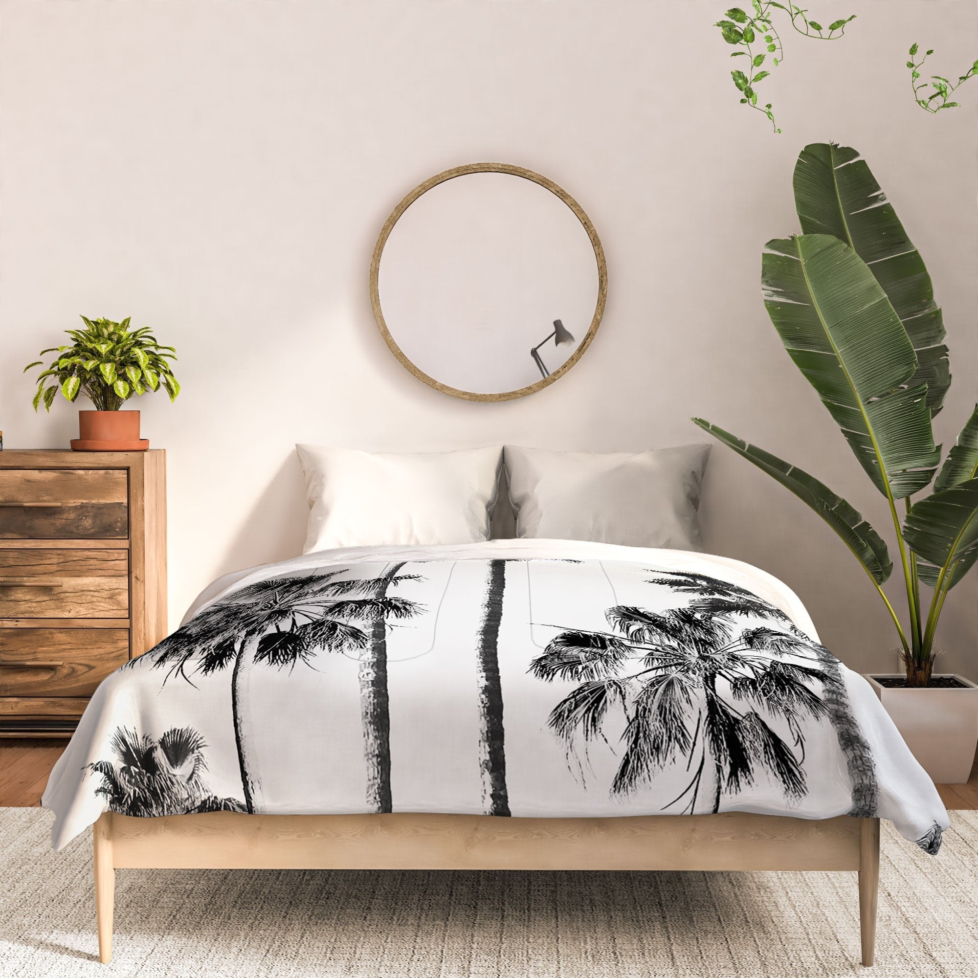 Gal Design Black And White Palms Comforter