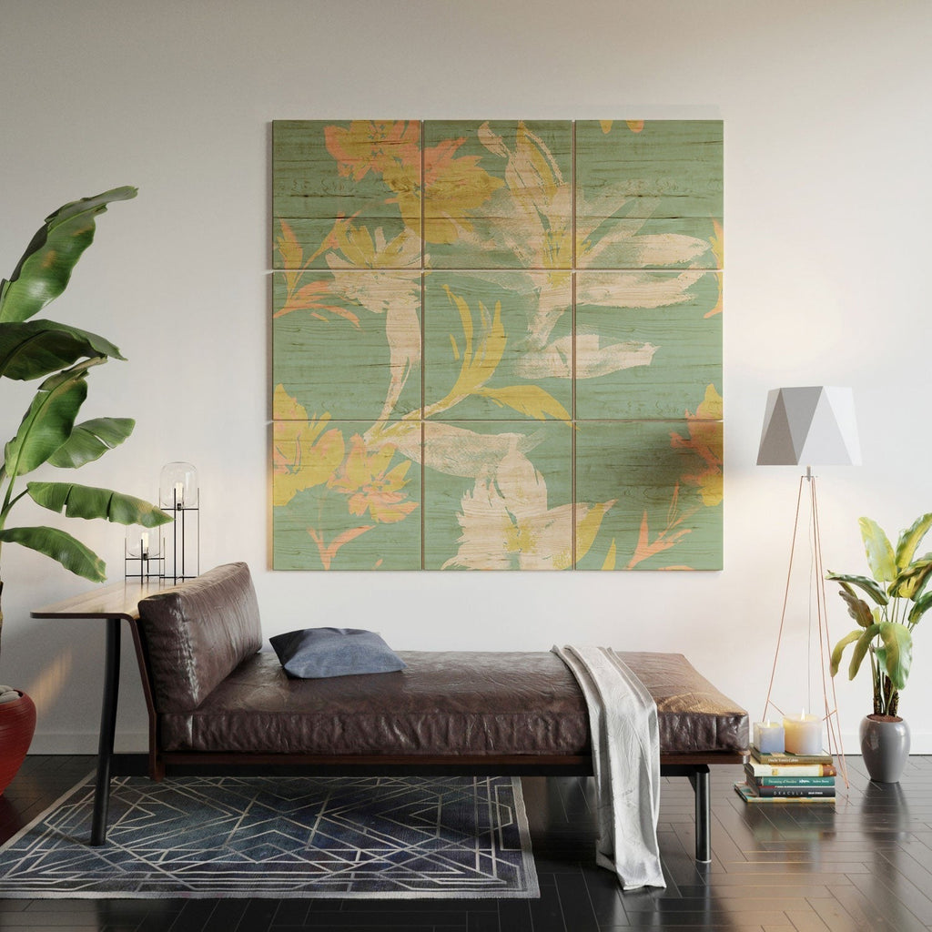 Gabriela Fuente Emma Floral Mint Wood Wall Mural