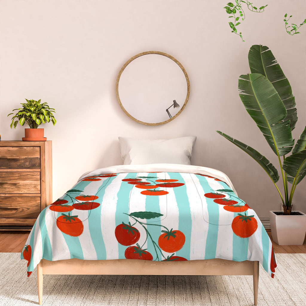 Design by Spark Zesty Tomatoes and Stripes Comforter