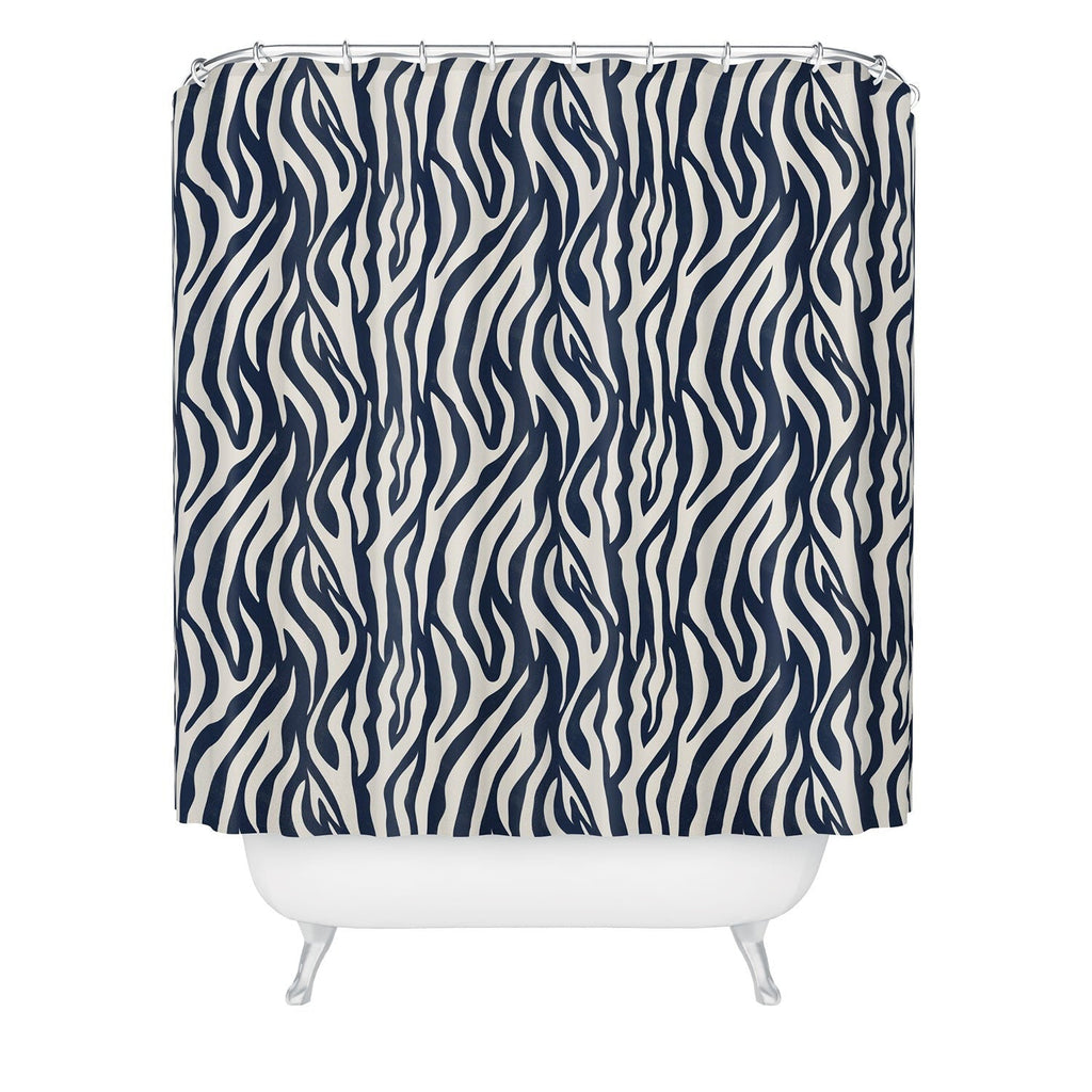 Avenie BR Navy Tiger Stripes Shower Curtain
