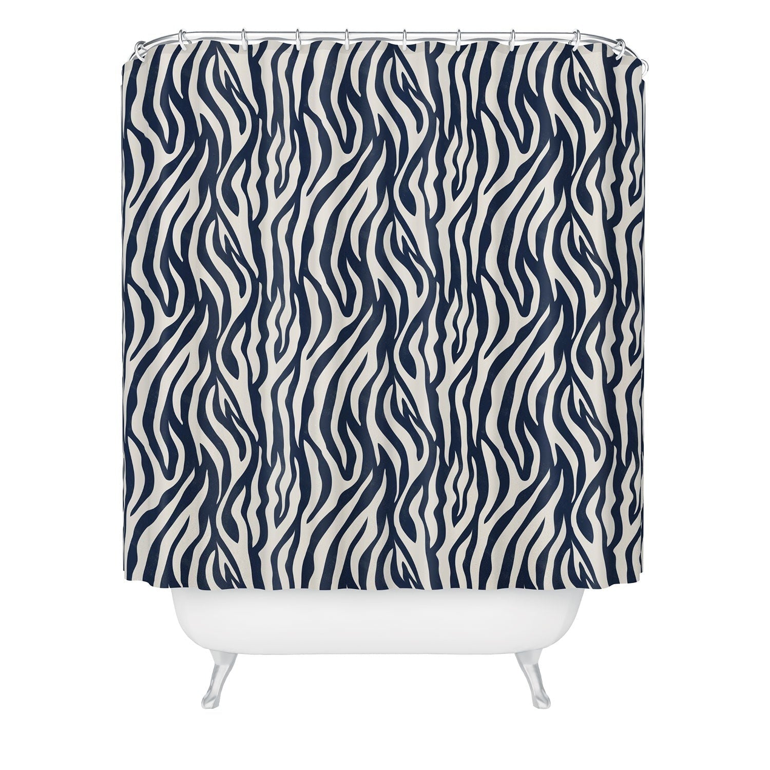 Avenie BR Navy Tiger Stripes Shower Curtain