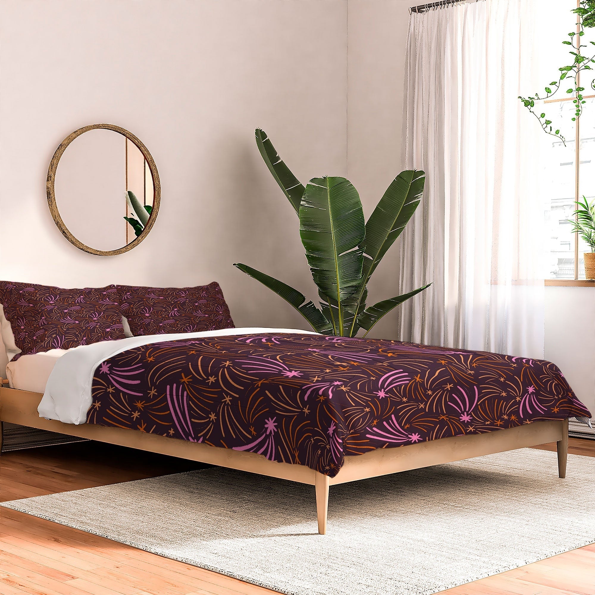 Little Om Pattern Shooting Stars plum Comforter
