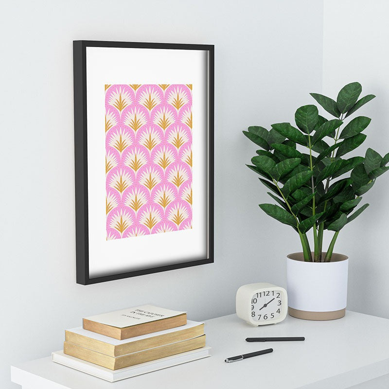 Jennifer Labre Pink Palmetto Recessed Framing Rectangle
