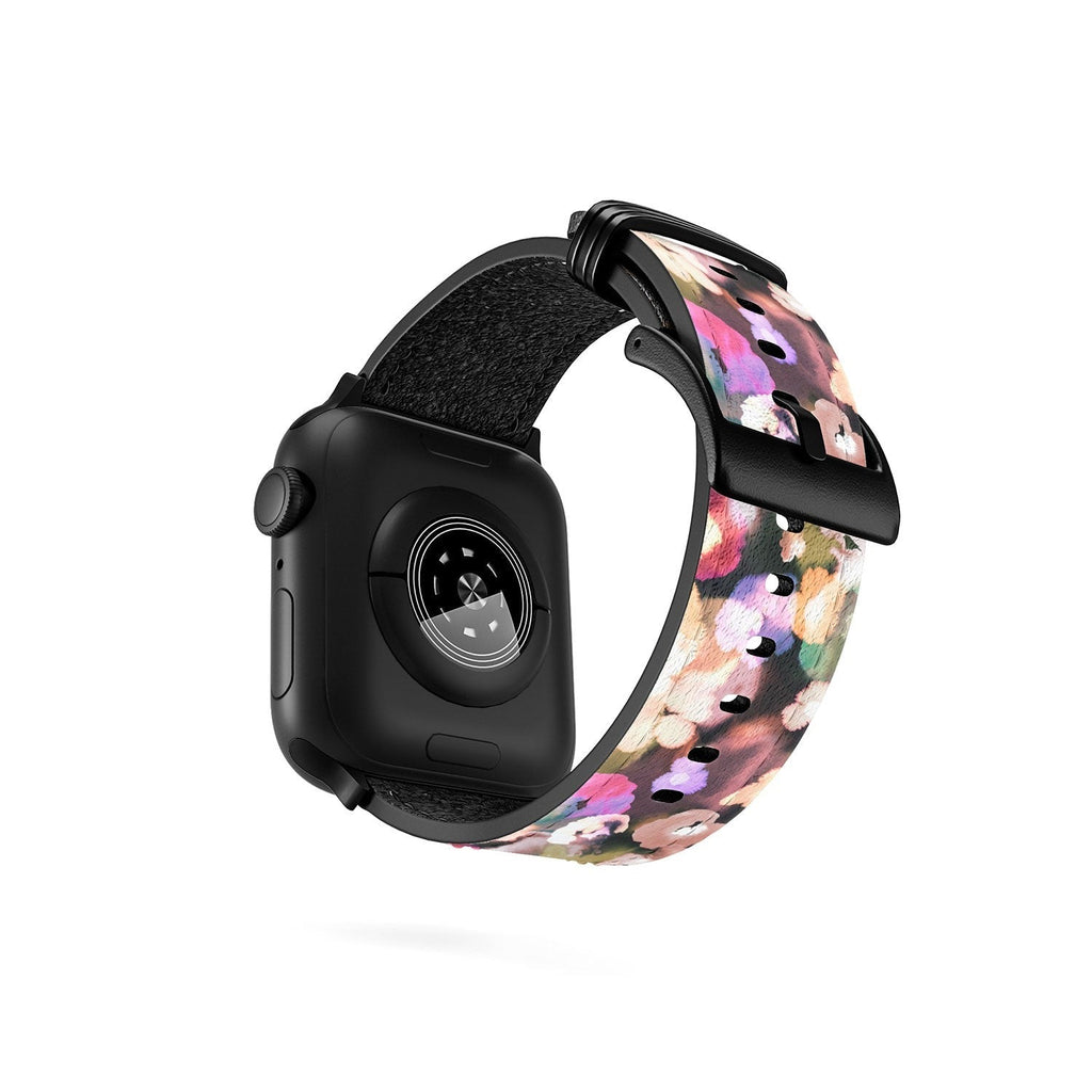Ninola Design Botanic Retreat Ombre Abstract Watercolor Flowers Pink gold Apple Watch Band