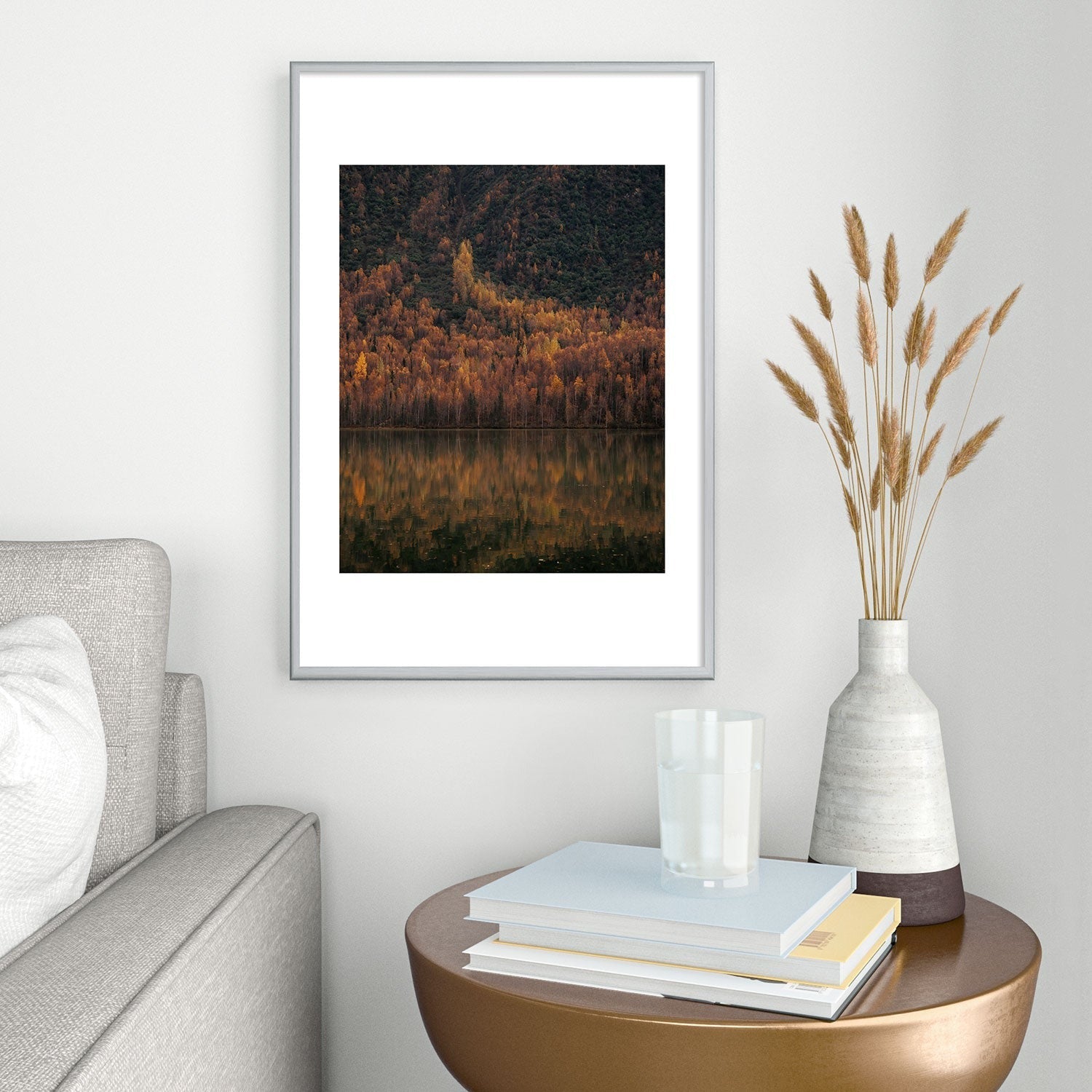 Hannah Kemp Fall Lake Metal Framed Art Print