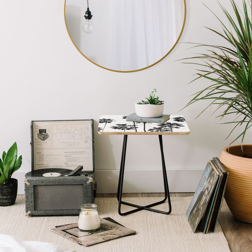 Gal Design Black And White Palms Side Table