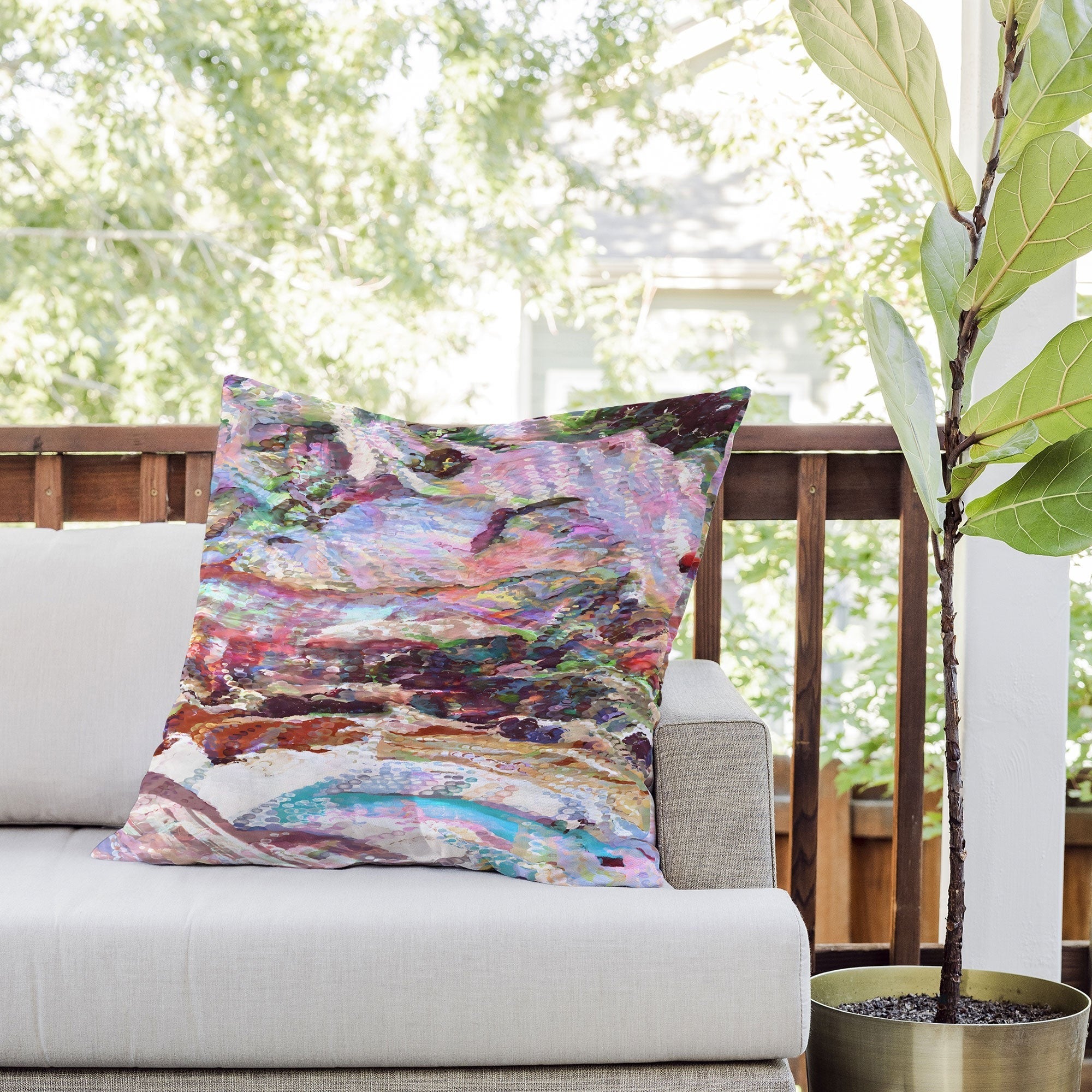 83 Oranges Sequin Haze Outdoor Throw Pillow