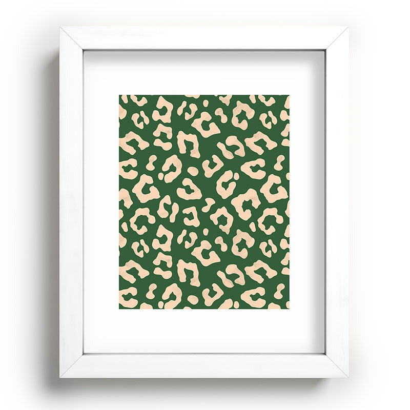 Avenie BR Cheetah Print In Green Recessed Framing Rectangle