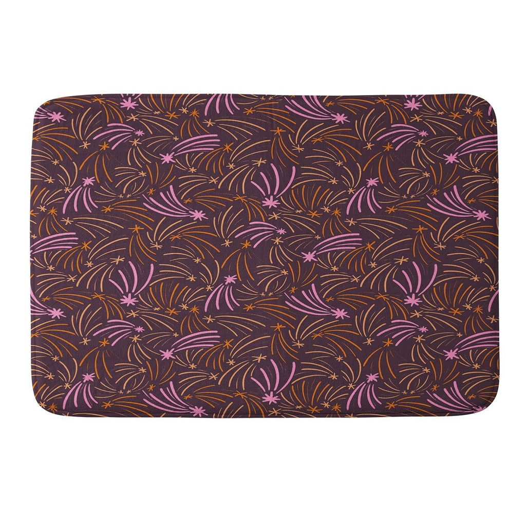 Little Om Pattern Shooting Stars plum Memory Foam Bath Mat