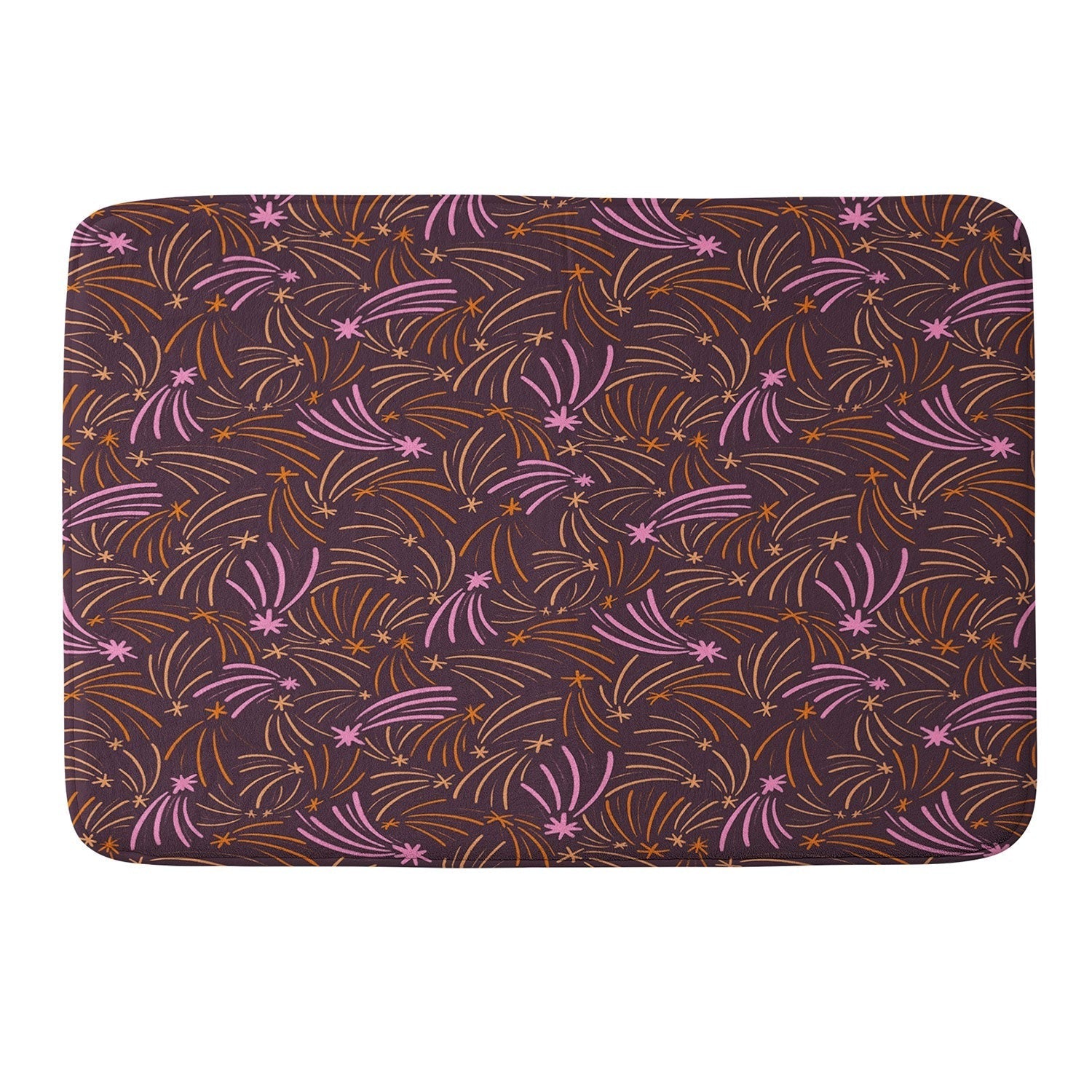 Little Om Pattern Shooting Stars plum Memory Foam Bath Mat