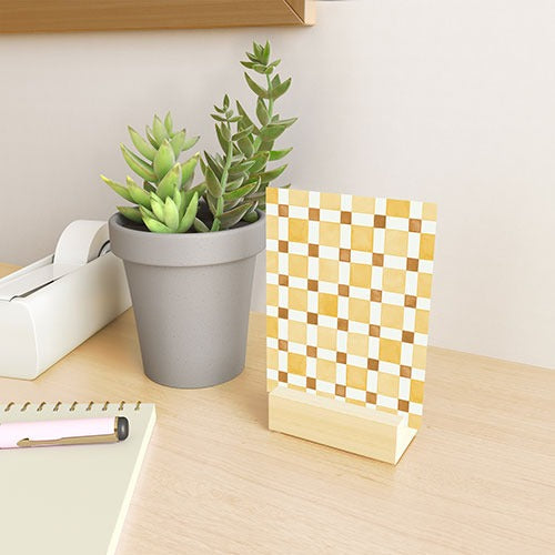 Ninola Design Everyday Artifact Checker Mosaic Tiles Geometry Yellow Mini Art Print