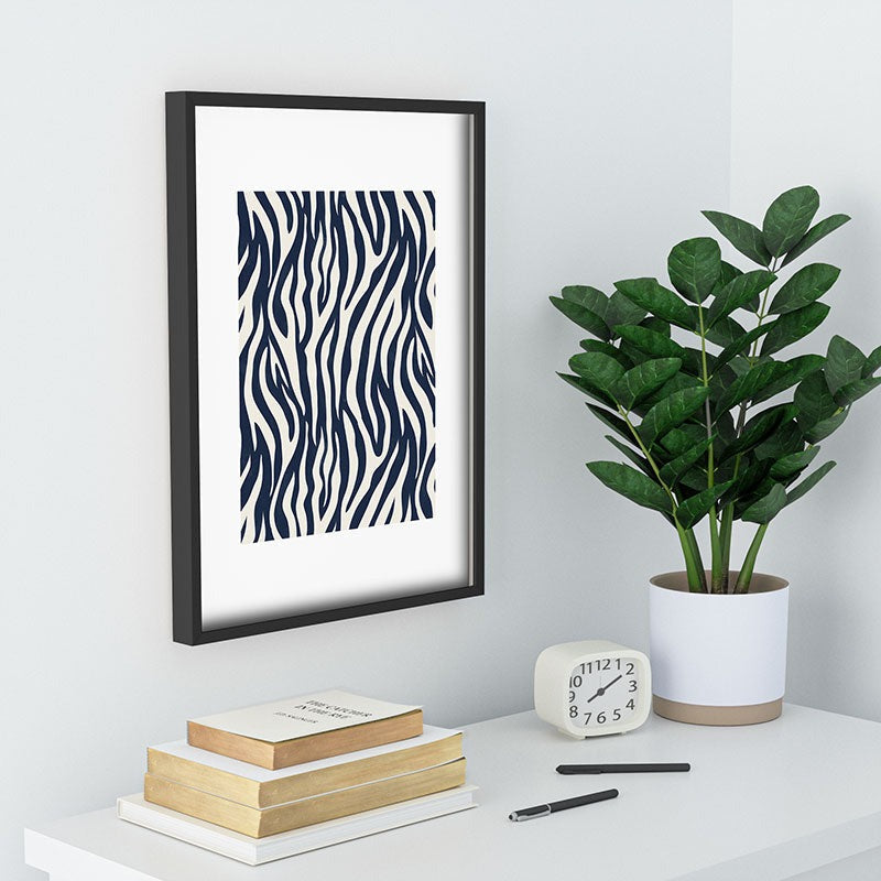 Avenie BR Navy Tiger Stripes Recessed Framing Rectangle