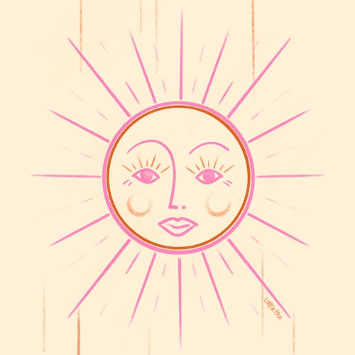 Little Om Celestial Sun cream Shower Curtain
