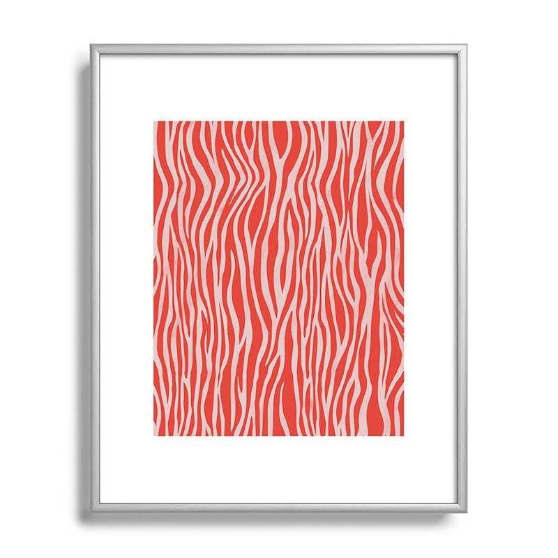 Avenie BR Red Zebra Stripe Metal Framed Art Print
