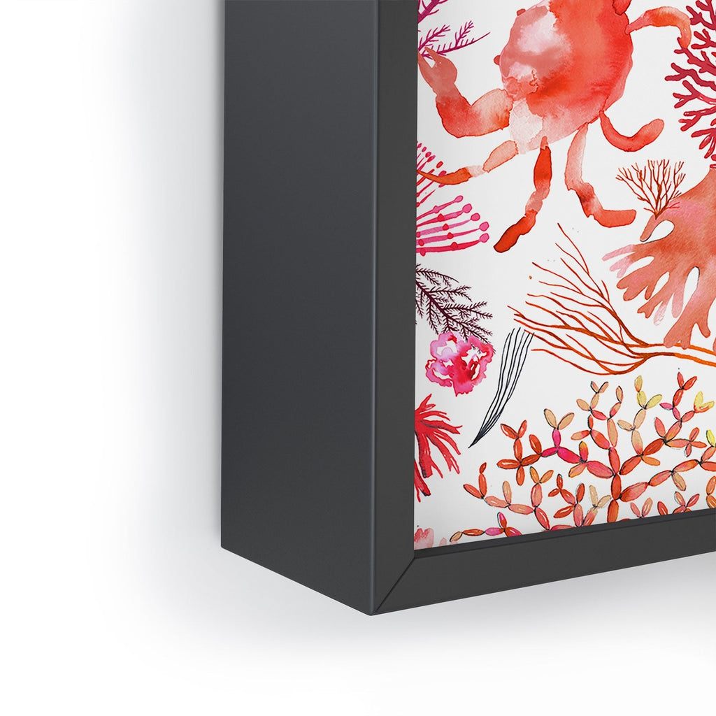 Ninola Design Botanic Retreat Coral Reef Crab Lobster Red Framed Mini Art Print