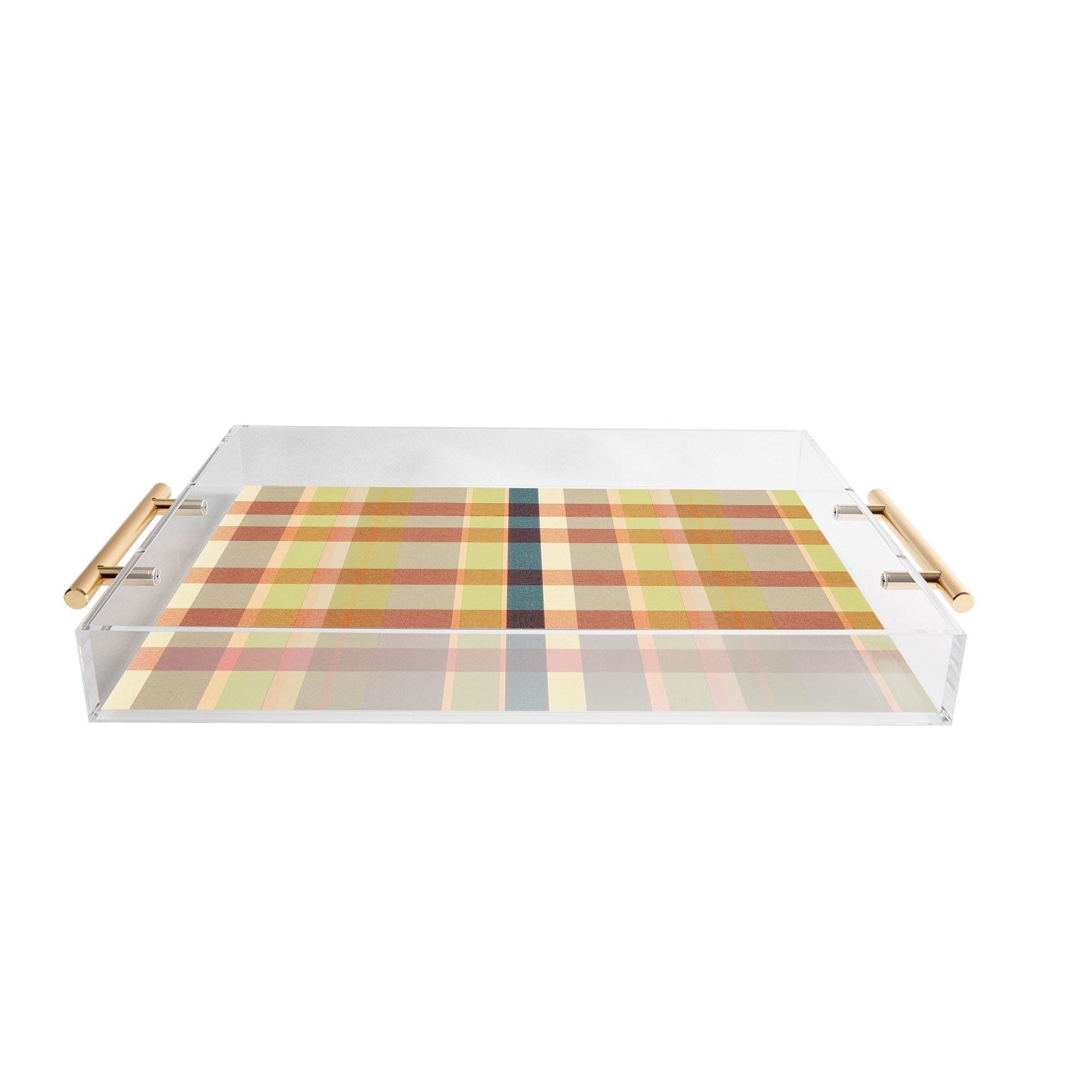 Marta Barragan Camarasa Retro Picnic Plaid Warm Tones Acrylic Tray