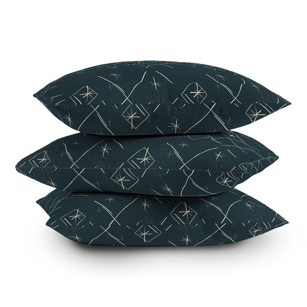 Little Om Starry Web navy Outdoor Throw Pillow