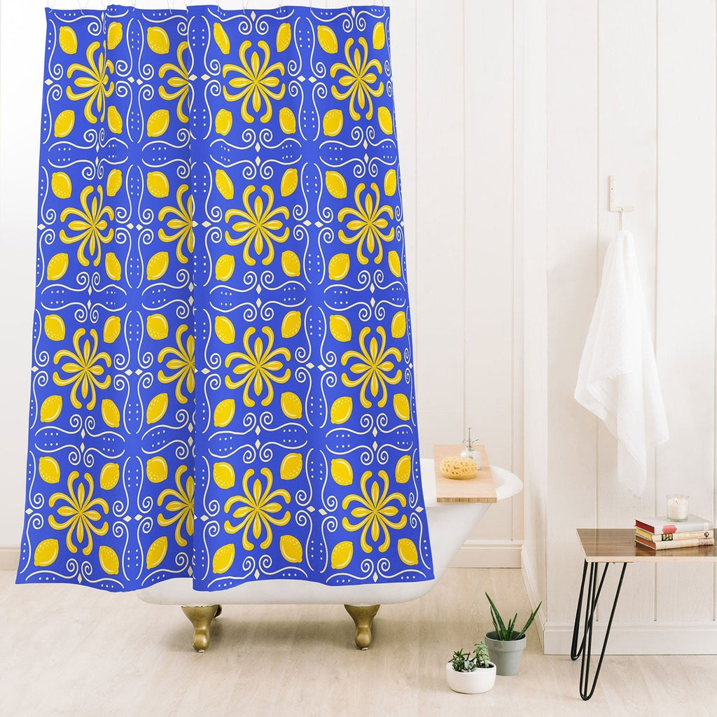 Design by Spark Dolce Vita Lemon Tile Shower Curtain