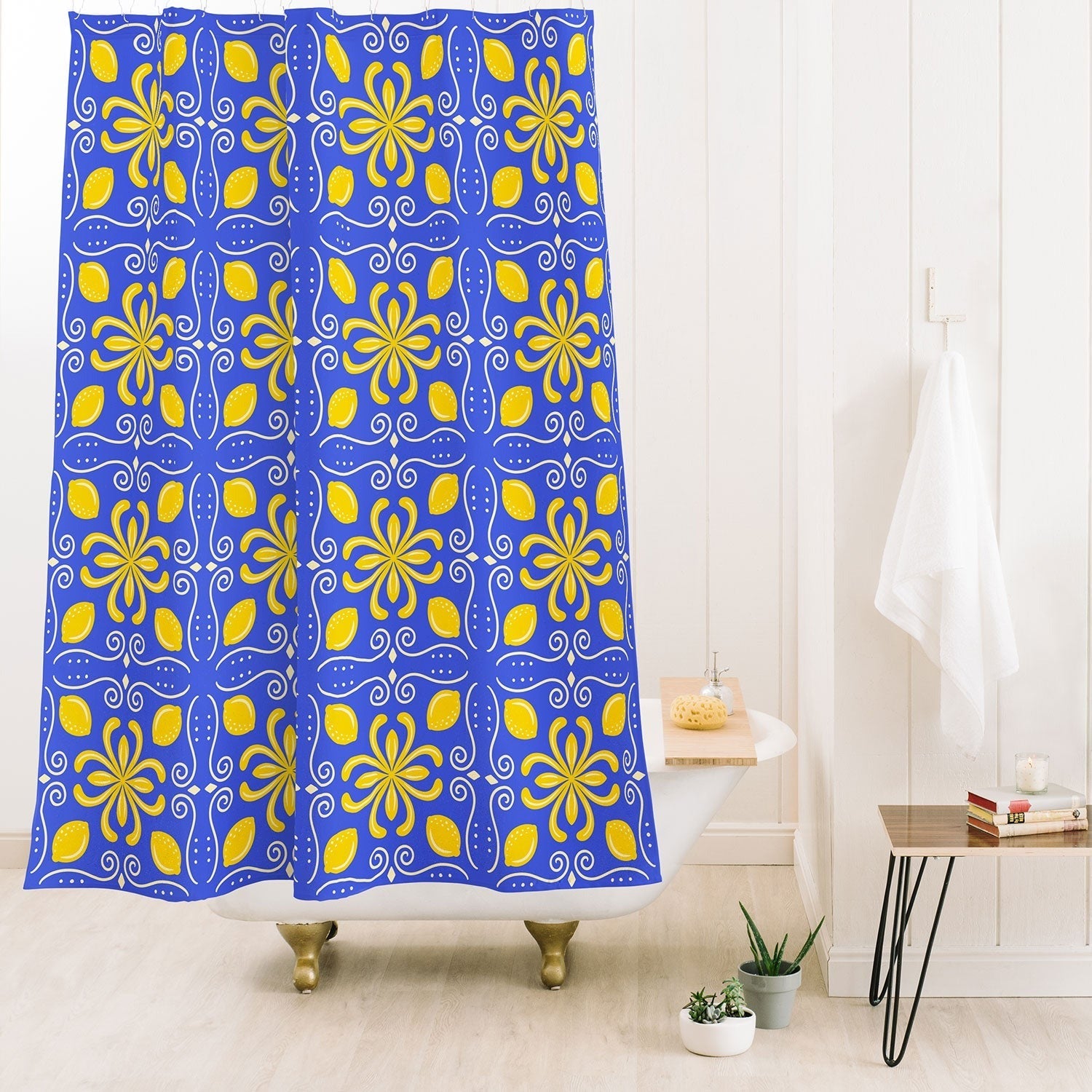 Design by Spark Dolce Vita Lemon Tile Shower Curtain