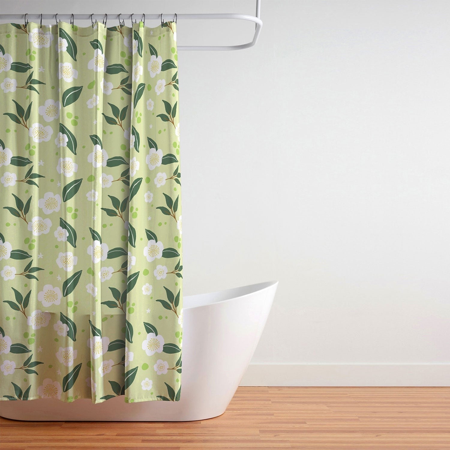 Design by Spark Matcha Tea Florals Shower Curtain