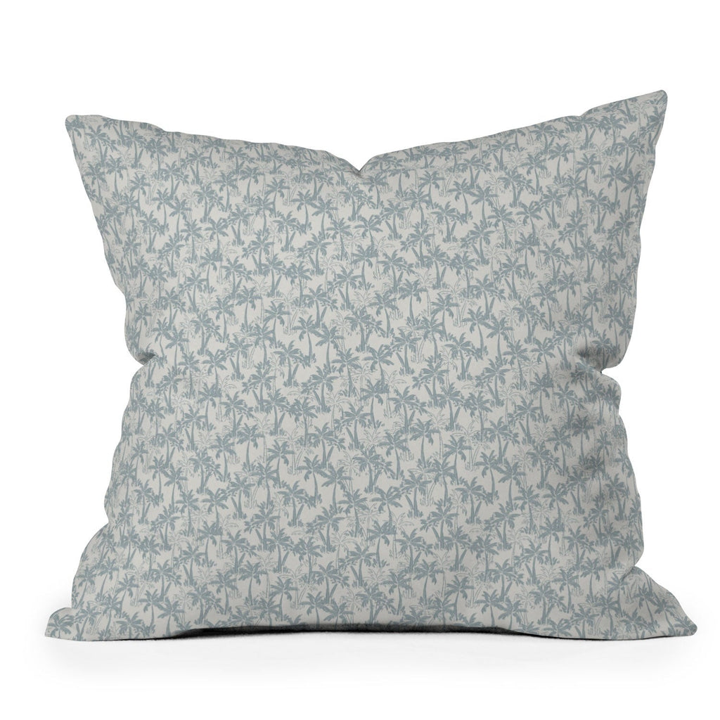 CoastL Studio Palm Forest Coastal Blue Throw Pillow